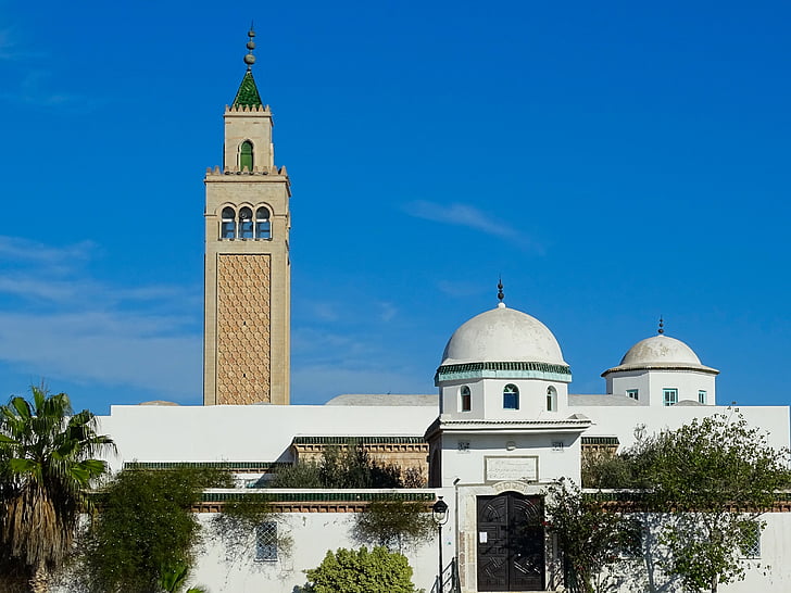 arkitektur, Dome, Minaret, moskén, Tunisien, Tunis, La marsa