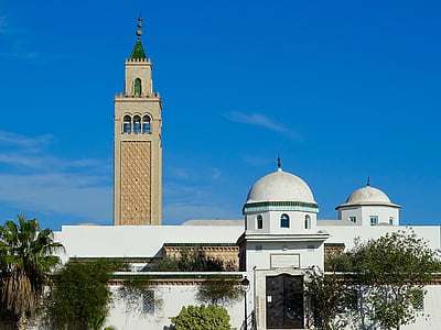 het platform, koepel, Minaret, moskee, Tunesië, Tunis, la marsa