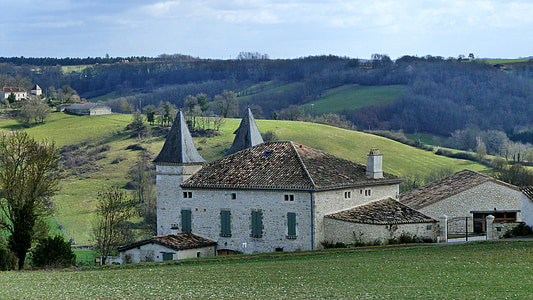 pemandangan, rumah, Villas, Prancis, Barat, atap, bidang
