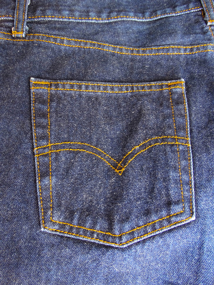bukser, jeans, søm, blå, denim, tekstil, Pocket