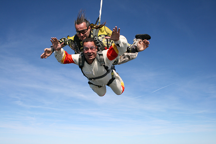 skydiving, sport, extreme, escape, sky, beauty, duo