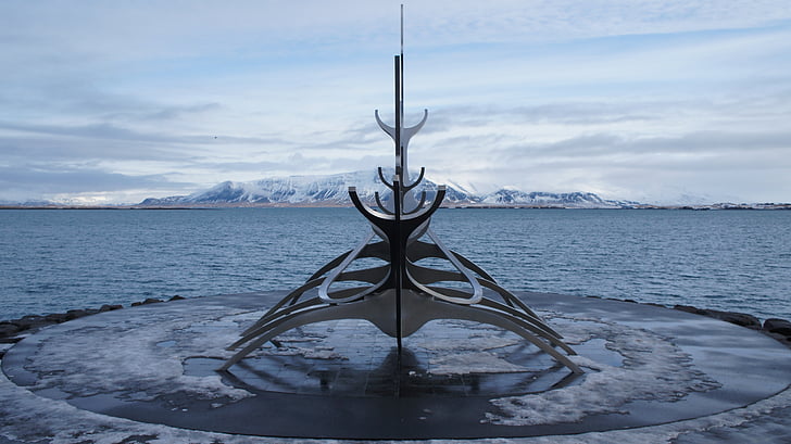Island, Reykjavik, Viking, Solfar Sonne voyager, Landschaft, Meer, berühmte
