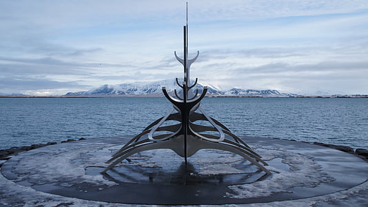 IJsland, Reykjavik, Viking, solfar zon voyager, landschap, zee, beroemde