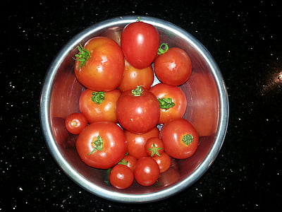 tomat, buah, mangkuk, nutrisi, organik, segar, Makanan