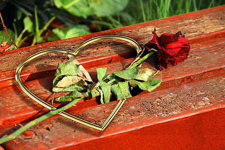 rose, heart, wood, love, feelings, affection, red