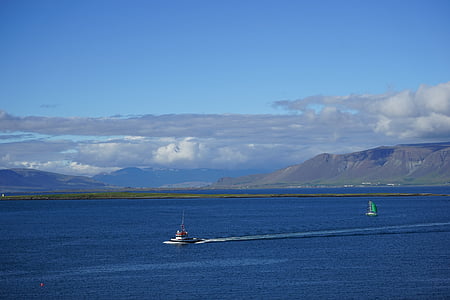 eltelt, Reykjavík, panoráma, Izland, vontatóhajó