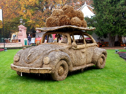 auto, VW beetle, Sügis, Halloween, kõrvits, muru, VW