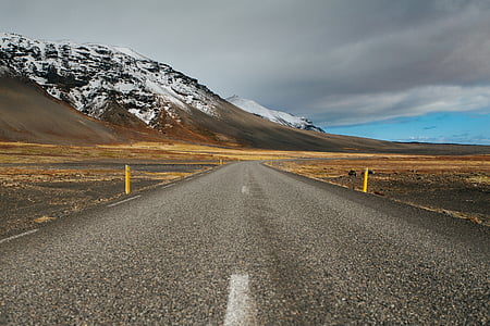 Bergen, weg, sneeuw piek, natuur, berg, IJsland, landschap