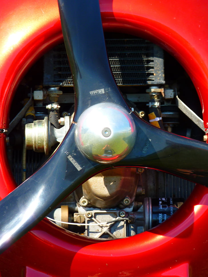 propeller, motor, flygplan, propellerplan, Aviation, glänsande, röd