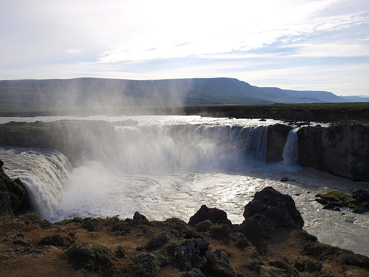 Island, landskab, vand, floden, humør