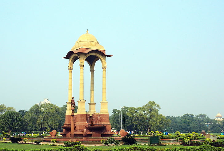 Indien, Delhi, kiosk, monumentet, kolumner, arkitektur, Asia