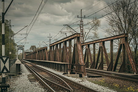 dainos, tiltas, traukos, bėgiai, geležinkelio, geležinkelio tiltas, prie viaduko