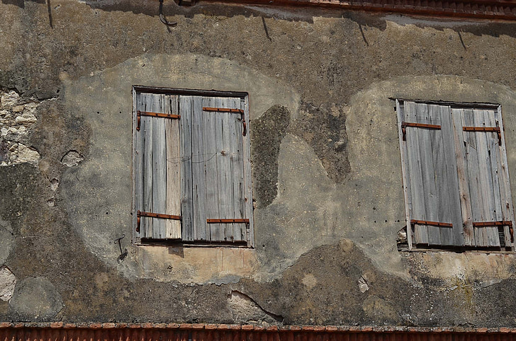 okno, zeď, textura, praskliny, dřevo, staré, kámen