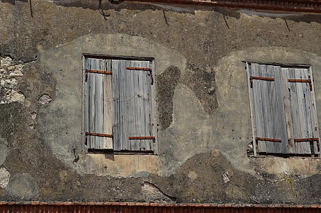 Прозорец, стена, текстура, пукнатини, дървен материал, стар, камък