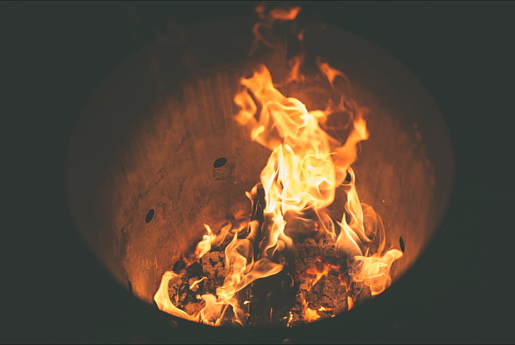 foc, crema, calenta, calor, pou de foc, flames, continguda