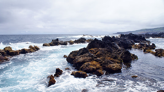 Azores, Beira mar, Mar, batu, batu, musim panas, hari libur