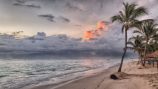 paplūdimys, Dominikos Respublika, Dominikos, Karibai, vasaros, jūra, atogrąžų