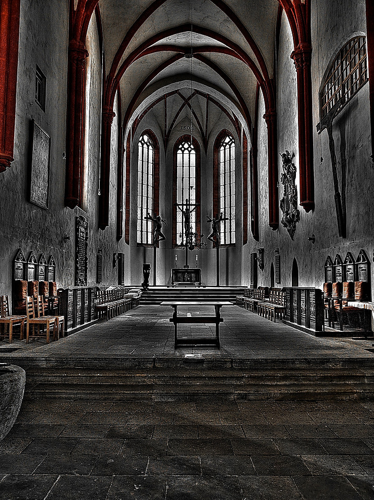 color key, hdr, church, altar, building, germany, architecture