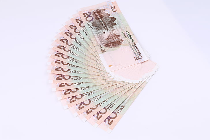20 юана, ренминби, а фен Юан, ¥, пари, валута, финанси