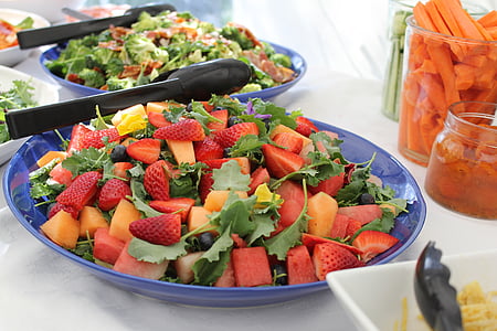 food, mixed, fruits, plate, catering, celebration, salad