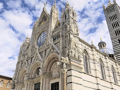 Italija, autorystė, katedra, fasadas, varpinės bokštas, statula, marmuras