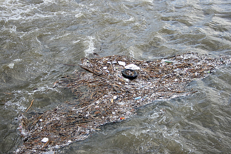 river, water, garbage, dirt, waste, pollution, nature