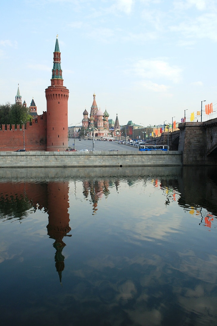 elven, Moskva, Russland, vann, blå himmel, dagtid, historiske