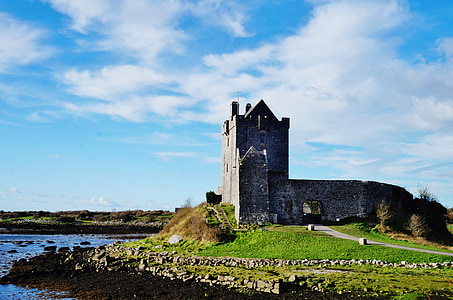 Irland, Galway, Dunguaire, slott, havet, Ocean, molnet