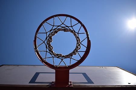 cesta de basquete, sol, sobre, perfeito, céu, distrito, natureza