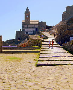 Iglesia, escala, Castillo, Porto venere, Liguria, Italia, arquitectura