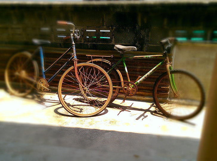 Vintage kerékpár, régi, kerékpár, kerékpár, ciklus, tevékenység, kültéri