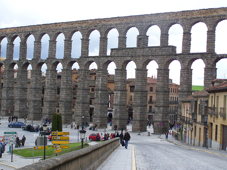 segovia, aqueduct, azoguejo, monument, civil works, architecture, roman