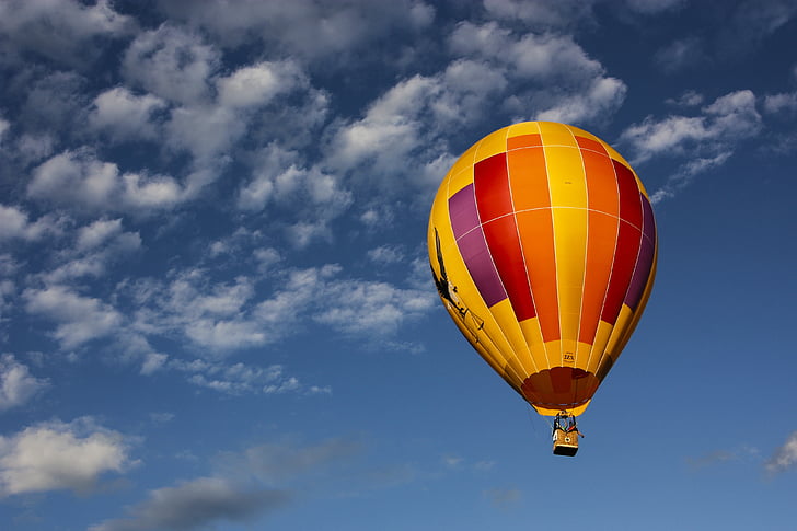 αερόστατα θερμού αέρα, ουρανός, μπαλόνι, πολύχρωμο, Hot, αέρα, καλάθι αγορών