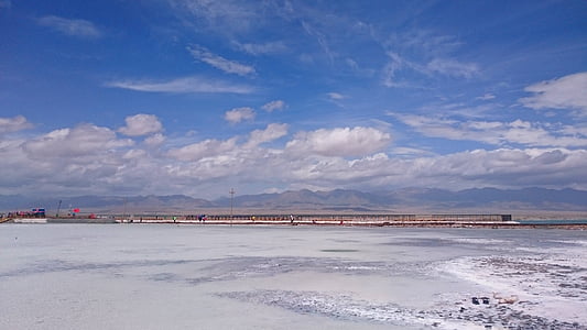 Caka druskos ežeras, Qinghai, dekoracijos, dangus, Dangus Buveinių, gamtinio kraštovaizdžio