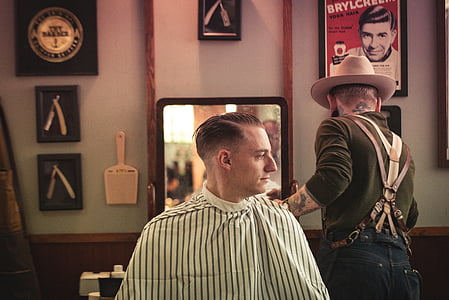 vīrietis, frizūra, cilvēki, barbershop, vīrieši, spogulis, Frizētava