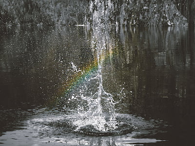 sekls, uzmanības centrā, fotogrāfija, ūdens, splash, varavīksne, ūdenskritums