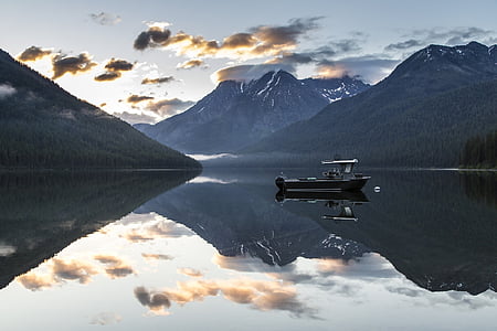 zonsopgang, landschap, schilderachtige, water, reflectie, natuur, kwarts lake