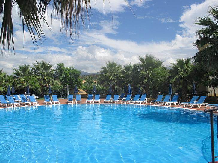 svømmebasseng, basseng, Hotel dolcestate, palmer, Resort, Hotel, Sommer