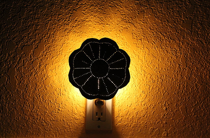 Naktinis šviestuvas, švytėjimas, žėrintis, elektros lemputė, naktį, miego, dekoratyvinis šviesos