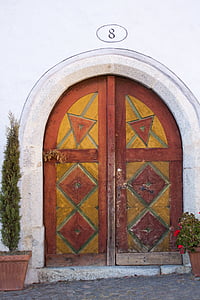 porta, l'entrada, vell, fusta, l'entrada de casa, porta principal, porta