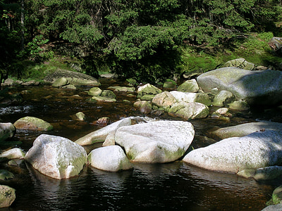 kvilda, hike, nature, rest, river, stones, idyll