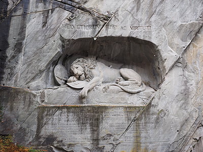 løve, monument, løve-monumentet, døende, relief, Swiss bevarelse, liggende