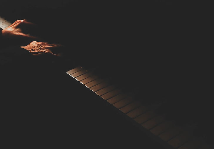 music, instrument, piano, keys, motion, still, shadow