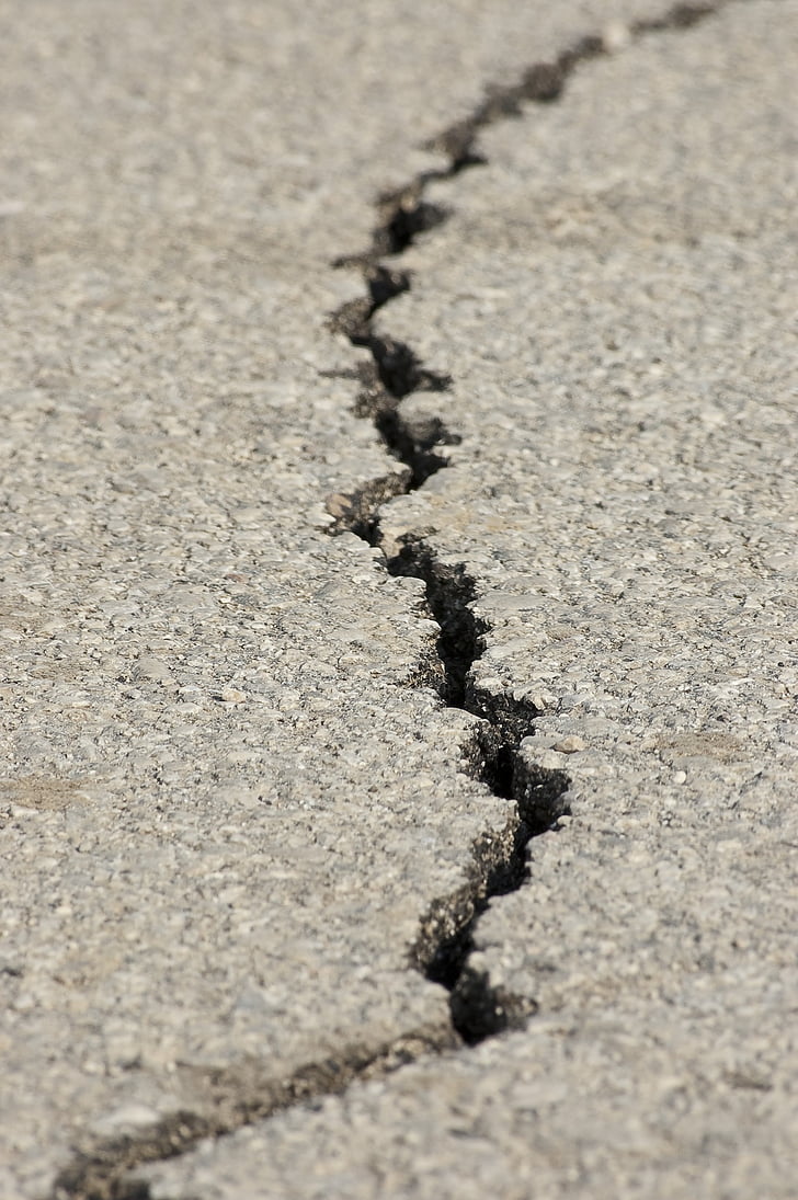 aardbeving, fractuur, asfalt, Split