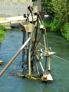 roue hydraulique, eau, Bach, canal, flux, Ouzbékistan