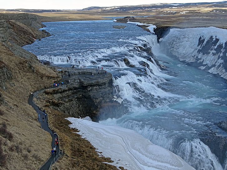 Gullfoss, Islandia, air, air terjun, pemandangan, alam, Sungai