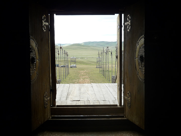 door, steppe, outlook, wide, mongolia, landscape