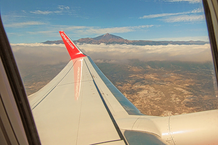 Tenerife, El teide, letadla, křídlo