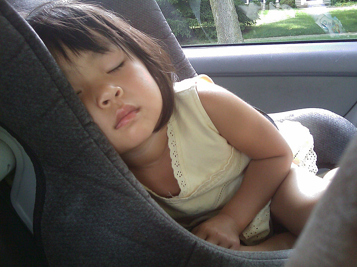 niño, para dormir, asiento de coche, chica, bebé, infancia, inocencia