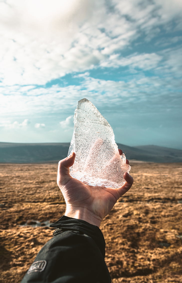 clouds, hand, ice, landscape, outdoors, sand, sky